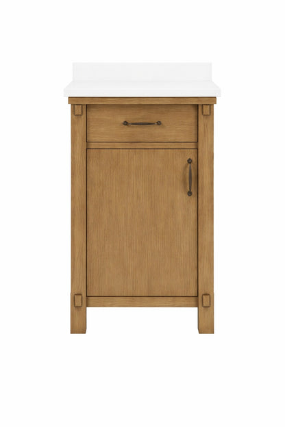 Home Decorators Collection Bellington 24 In Single Sink Almond Toffee Bath Vanity With White Engineered Stone Top Assembled Bellington 24