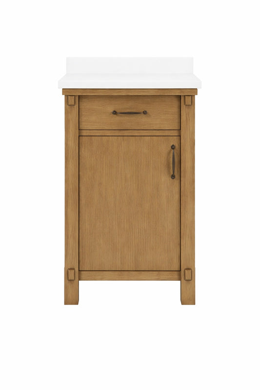 Home Decorators Collection Bellington 24 In Single Sink Almond Toffee Bath Vanity With White Engineered Stone Top Assembled Bellington 24