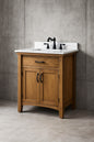 Home Decorators Collection Bellington 30 in Single Sink Almond Toffee Bath Vanity with White Engineered Stone Top Assembled