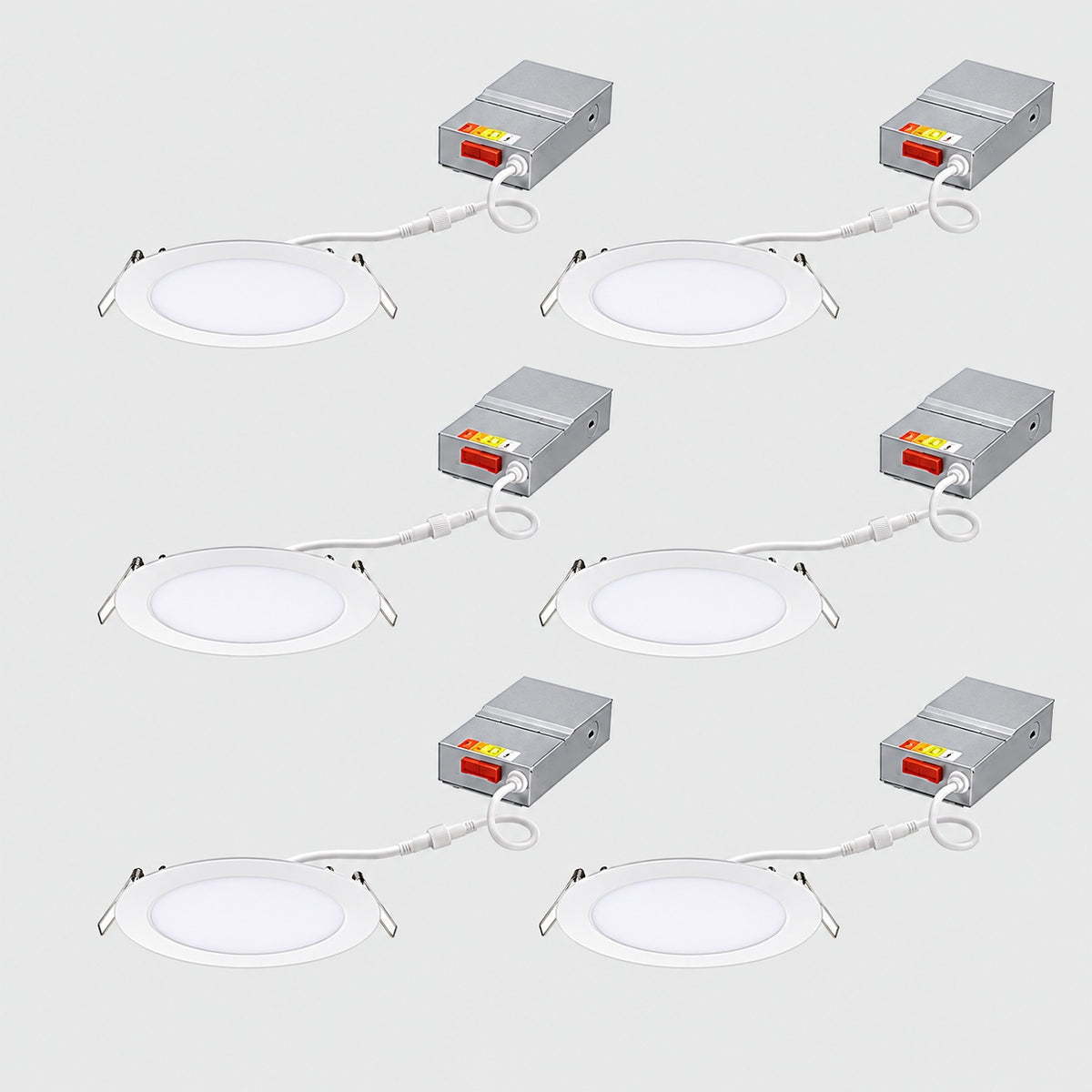 Juno Contractor Select WF6 6 in Selectable CCT Ultra Slim Canless Integrated LED White Recessed Light Trim 6 Pack WF6 SWW5 90CRI CP6 MW M2