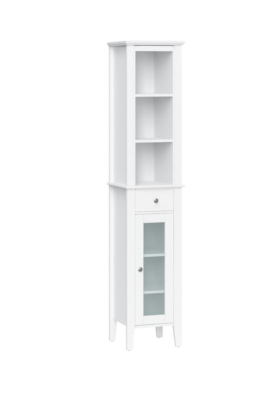 RiverRidge Home Prescott 11.75 in. W x 60 in. H x 13 in. D White Linen Cabinet Tall Bathroom Storage and Organizer with Drawer