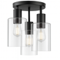 Hampton Bay Sutton Place 14 in. 3-Light Matte Black Flush Mount, Farmhouse Ceiling Light