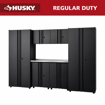 Husky 7 Piece Regular Duty Welded Steel Garage Storage System in Black 109 in W x 75 in H x 19 6 in D