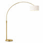 HomeGlam Orbita 82 in Antique Brass Furnish LED Dimmable Retractable Arch Floor Lamp Bulb Included with Drum White Shade HL6013 AB DWH