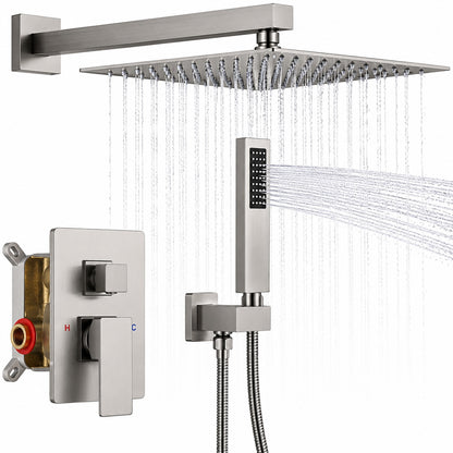 BWE Single Handle 2 Spray Shower Faucet 2 5 GPM with Easy to Install Pressure Balance Valve in Brushed Nickel