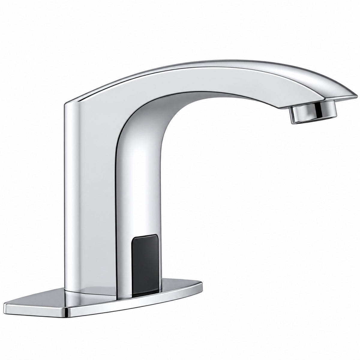 BWE Automatic Sensor Touchless Bathroom Sink Faucet with Deck Plate in Polished Chrome A 918106 C