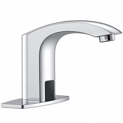BWE Automatic Sensor Touchless Bathroom Sink Faucet with Deck Plate in Polished Chrome A 918106 C
