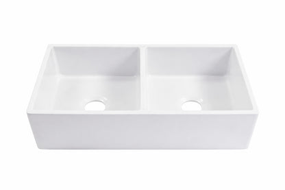 SINKOLOGY Turner 33 in Farmhouse Apron Front Undermount Double Bowl Crisp White Fireclay Kitchen Sink