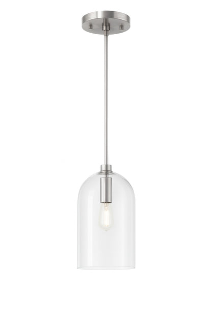Lochmeade 1 Light Brushed Nickel Pendant with Seeded Glass Shade Kitchen Light