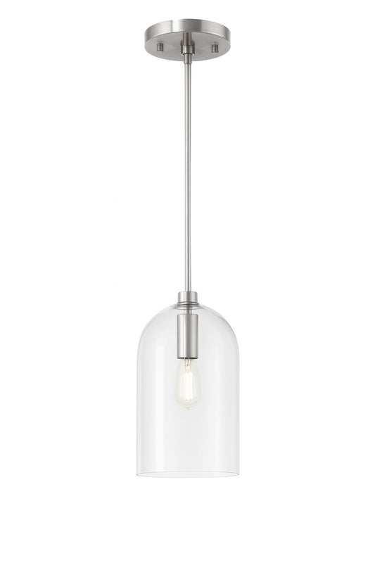 Lochmeade 1 Light Brushed Nickel Pendant with Seeded Glass Shade Kitchen Light