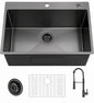 Glacier Bay 33 in Drop In Single Bowl 18 Gauge Gunmetal Black Stainless Steel Kitchen Sink