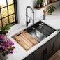 Glacier Bay 30 in Undermount Single Bowl 18 Gauge Gunmetal Black Stainless Steel Workstation Kitchen Sink with Spring Neck Faucet