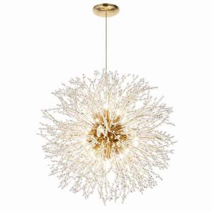 LamQee 16 Light 23 5 in Dia Gold Dandelion Firework Chandelier Crystal Starburst Pendant Light