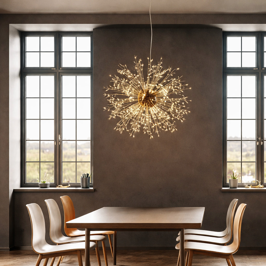 LamQee 16 Light 23 5 in Dia Gold Dandelion Firework Chandelier Crystal Starburst Pendant Light