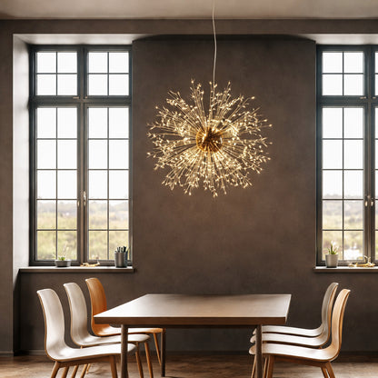 LamQee 16 Light 23 5 in Dia Gold Dandelion Firework Chandelier Crystal Starburst Pendant Light