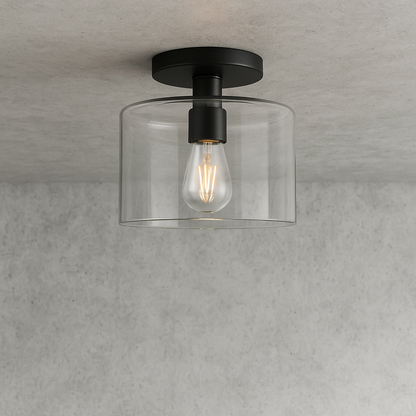 Meyer Cross Henri 10 in Matte Black Semi Flush Mount with Clear Glass Shade SF0808/317170146 810325039834 Meyer&Cross