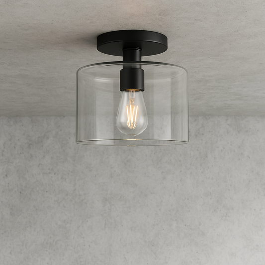 Meyer Cross Henri 10 in Matte Black Semi Flush Mount with Clear Glass Shade SF0808/317170146 810325039834 Meyer&Cross