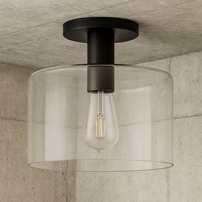 Henri 10 in Matte Black Semi Flush Mount with Clear Glass Shade SF0808