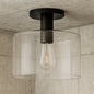 Henri 10 in Matte Black Semi Flush Mount with Clear Glass Shade SF0808