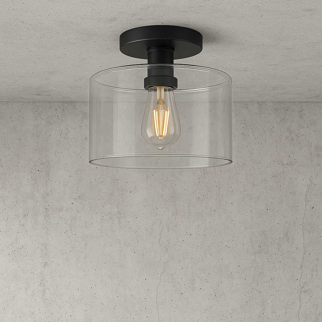 Meyer Cross Henri 10 in Matte Black Semi Flush Mount with Clear Glass Shade SF0808/317170146 810325039834 Meyer&Cross