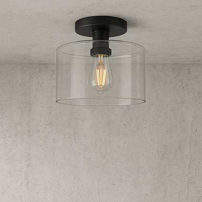 Meyer Cross Henri 10 in Matte Black Semi Flush Mount with Clear Glass Shade SF0808/317170146 810325039834 Meyer&Cross