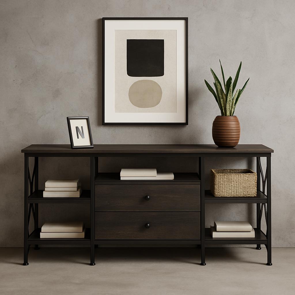 Steel River Carbon Oak Accent Cabinet with Hanging File Drawer - SAUDER