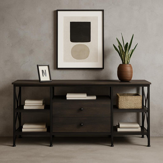 Steel River Carbon Oak Accent Cabinet with Hanging File Drawer - SAUDER