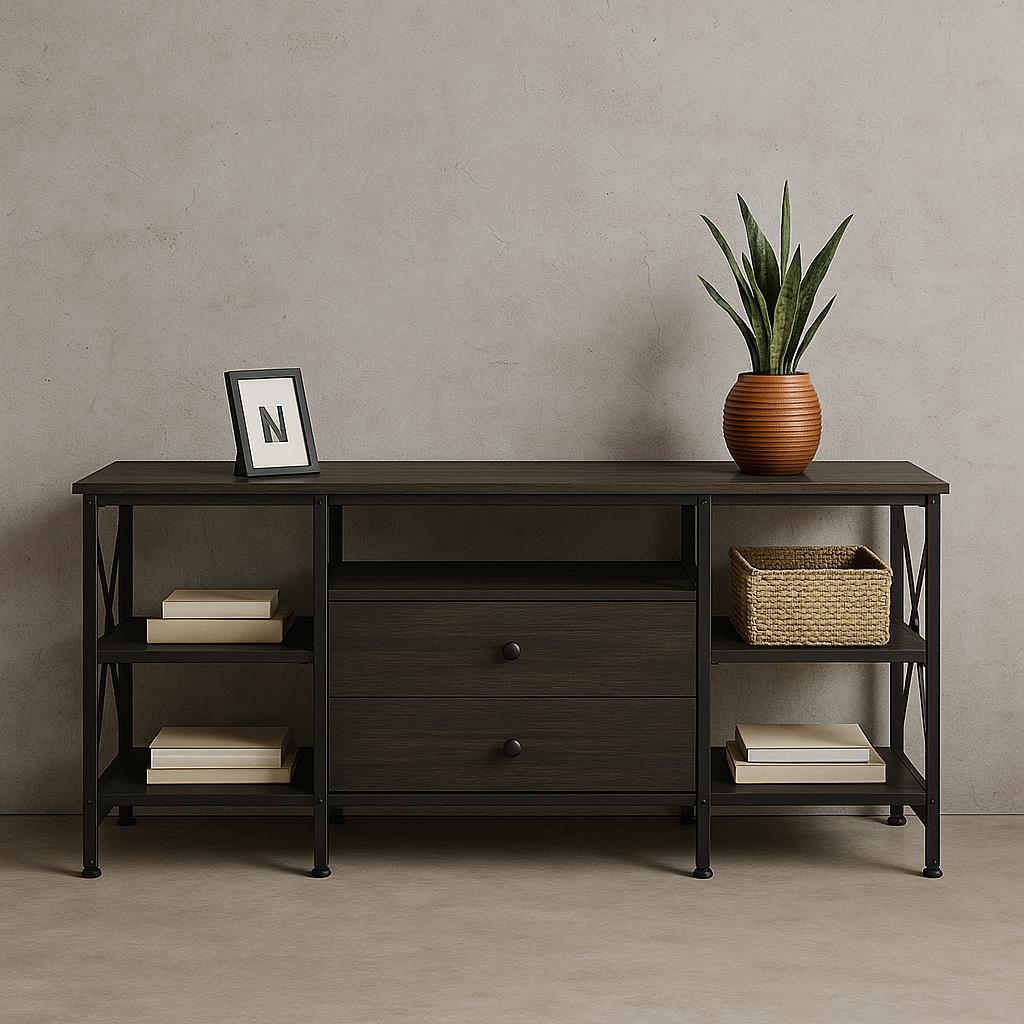Steel River Carbon Oak Accent Cabinet with Hanging File Drawer - SAUDER