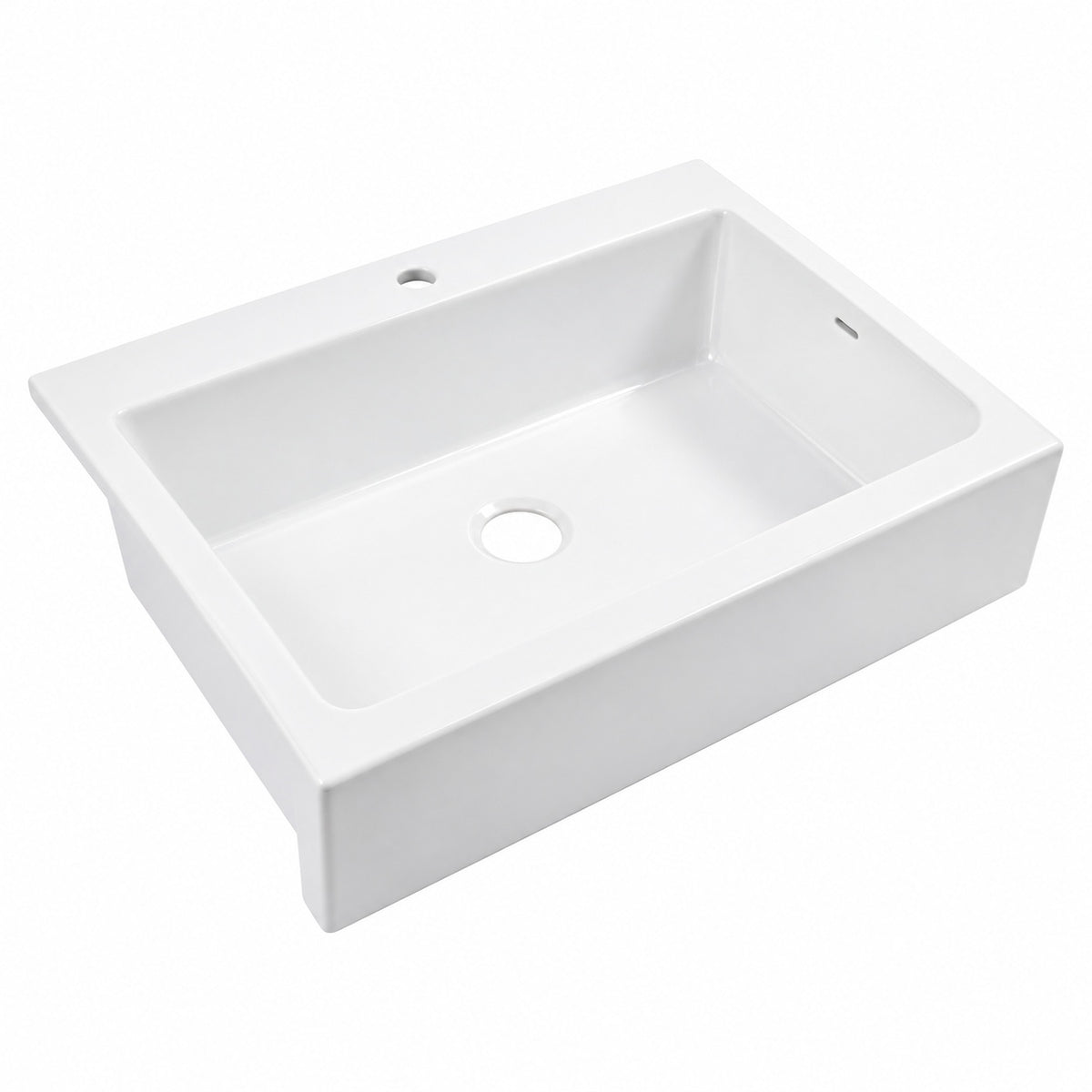 SINKOLOGY Parker 34 in 1 Hole Quick Fit Farmhouse Apron Front Drop In Single Bowl Crisp White Fireclay Kitchen Sink