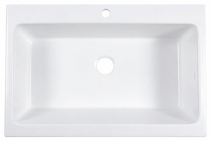 SINKOLOGY Parker 34 in 1 Hole Quick Fit Farmhouse Apron Front Drop In Single Bowl Crisp White Fireclay Kitchen Sink SK450 34FC 1
