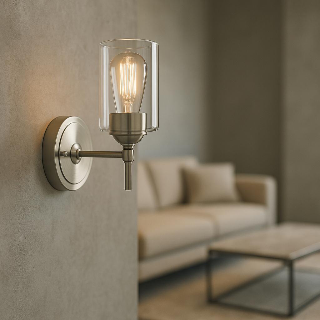 Home Decorators Collection Ayelen 1 Light Brushed Nickel Indoor Wall Sconce Modern Wall Light 39342 HBU/316720053 773546309967 Home Decorators Collection