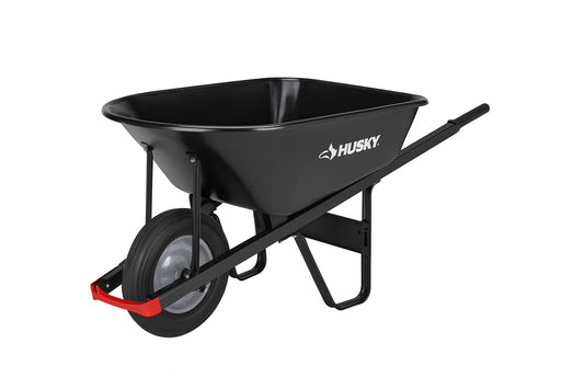 Husky 6 cu. ft. Steel Wheelbarrow with 8 in. Flat-Free Tires