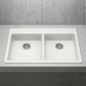 Stonehaven 33 in. Drop-In 50/50 Double Bowl White Ice Granite Composite Kitchen Sink with White Strainer