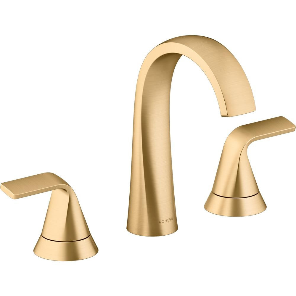 KOHLER Cursiva 8 in Widespread Double Handle Bathroom Faucet in Vibrant Brushed Moderne Brass