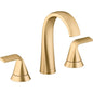 KOHLER Cursiva 8 in Widespread Double Handle Bathroom Faucet in Vibrant Brushed Moderne Brass