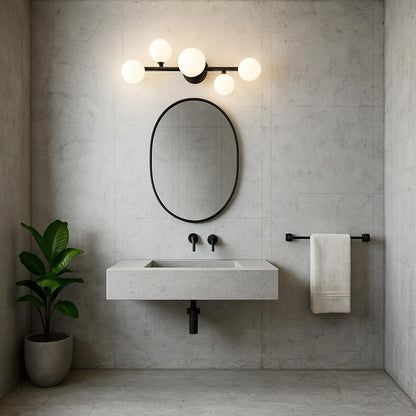 Artika Bloom 27 in 5 Light Black LED Modern Bath Vanity Light Bar for Bathroom with Frosted Glass Shades VAN BL MB/317296895 846979034109 Artika