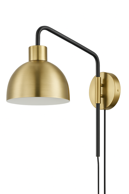 Globe Electric Dimitri 1 Light Antique Brass Plug In or Hardwire Wall Sconce with In Line On Off Switch 51719/316134735 58219517192 Globe Electric