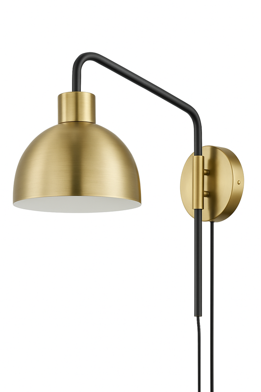 Globe Electric Dimitri 1 Light Antique Brass Plug In or Hardwire Wall Sconce with In Line On Off Switch 51719/316134735 58219517192 Globe Electric