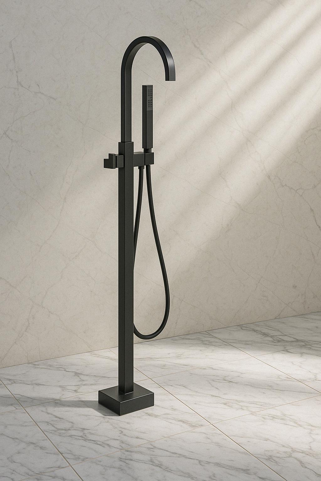 CASAINC Single Handle Floor Mounted Bathtub Faucet High Flow Bathroom Tub Filler with Hand Shower Venetian Bronze TC15 VB/317633618 760606242654 CASAINC