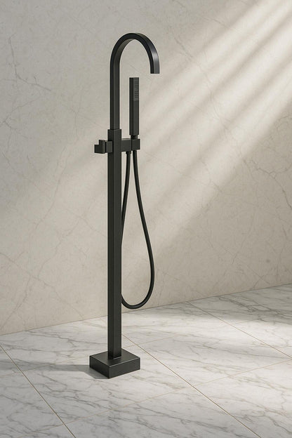 CASAINC Single Handle Floor Mounted Bathtub Faucet High Flow Bathroom Tub Filler with Hand Shower Venetian Bronze TC15 VB/317633618 760606242654 CASAINC
