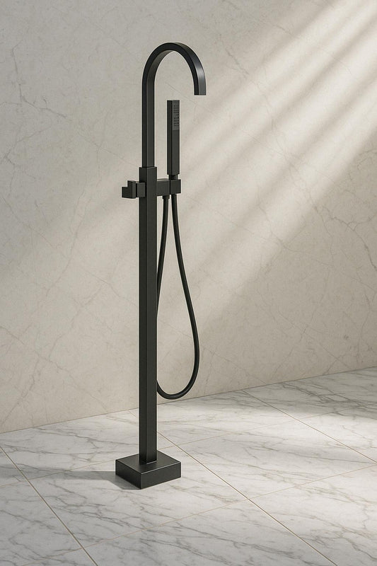 CASAINC Single Handle Floor Mounted Bathtub Faucet High Flow Bathroom Tub Filler with Hand Shower Venetian Bronze TC15 VB/317633618 760606242654 CASAINC