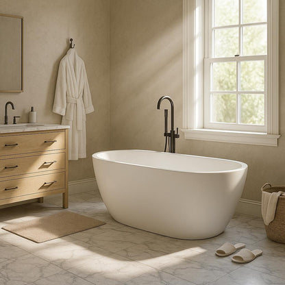 CASAINC Single Handle Floor Mounted Bathtub Faucet High Flow Bathroom Tub Filler with Hand Shower Venetian Bronze TC15 VB/317633618 760606242654 CASAINC