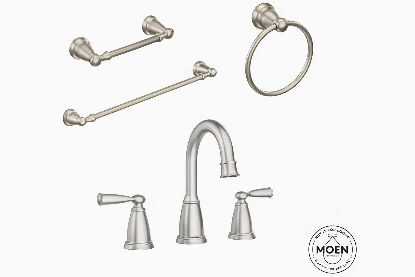 Moen Banbury 8 in. Widespread Double Handle High-Arc Bathroom Faucet in Spot Resist Brushed Nickel (Valve Included)