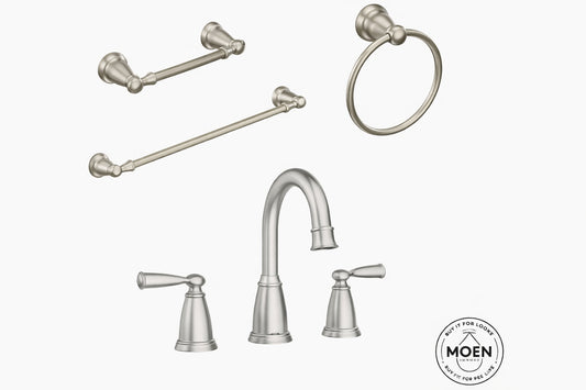 Moen Banbury 8 in. Widespread Double Handle High-Arc Bathroom Faucet in Spot Resist Brushed Nickel (Valve Included)