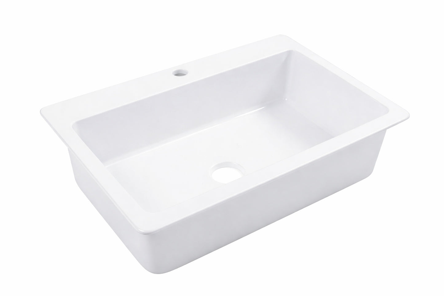 Sinkology Jackson 33 In 1 Hole Drop In Single Bowl Crisp White Fireclay Kitchen Sink