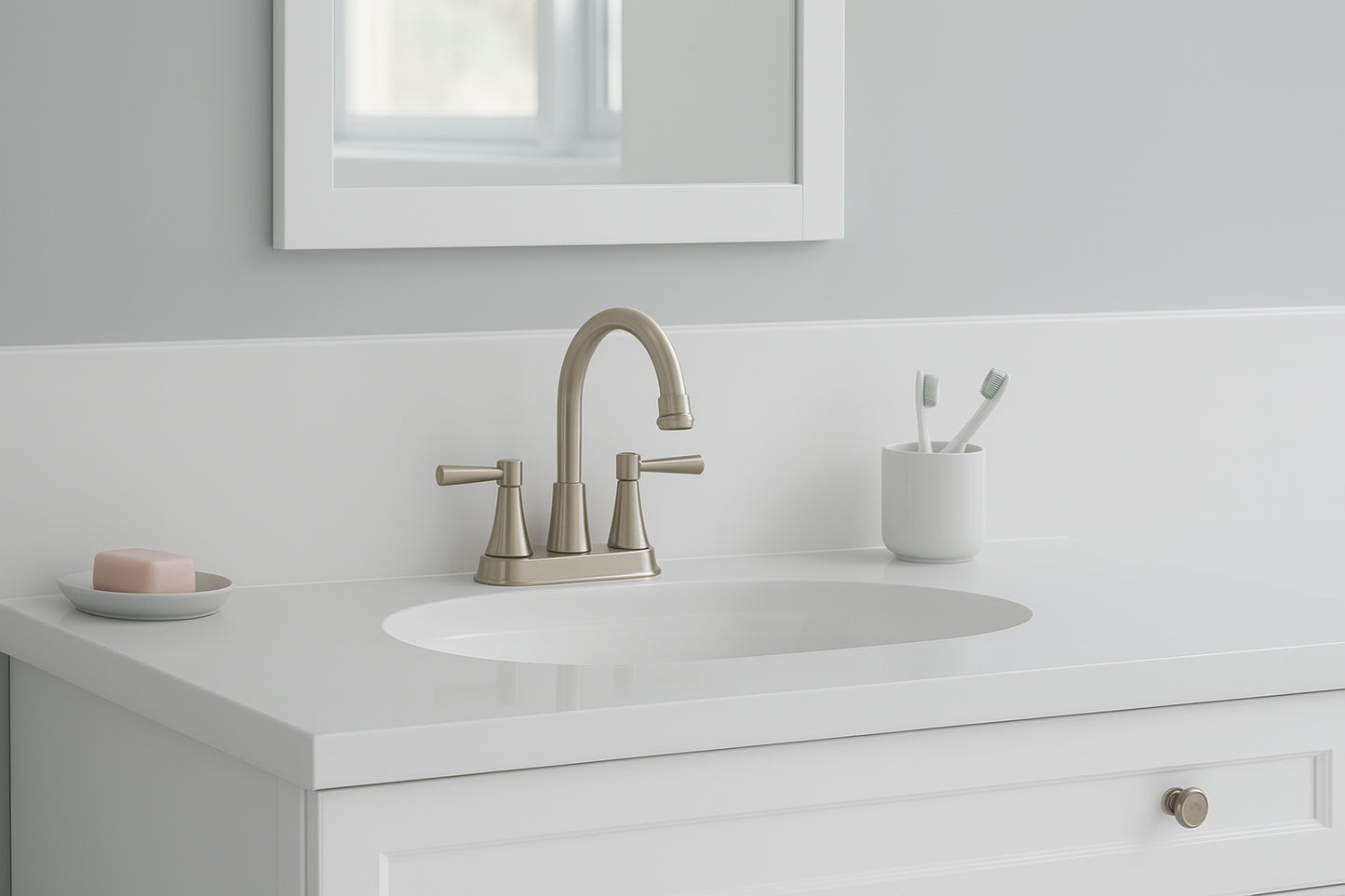 Melina 4 in. Centerset Double Handle High-Arc Bathroom Faucet in Brushed Nickel