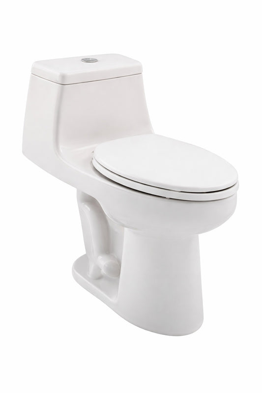 Glacier Bay McClure 12 in Rough In One Piece 1 0 GPF 1 28 GPF Dual Flush Elongated Toilet in White Seat Included N2420