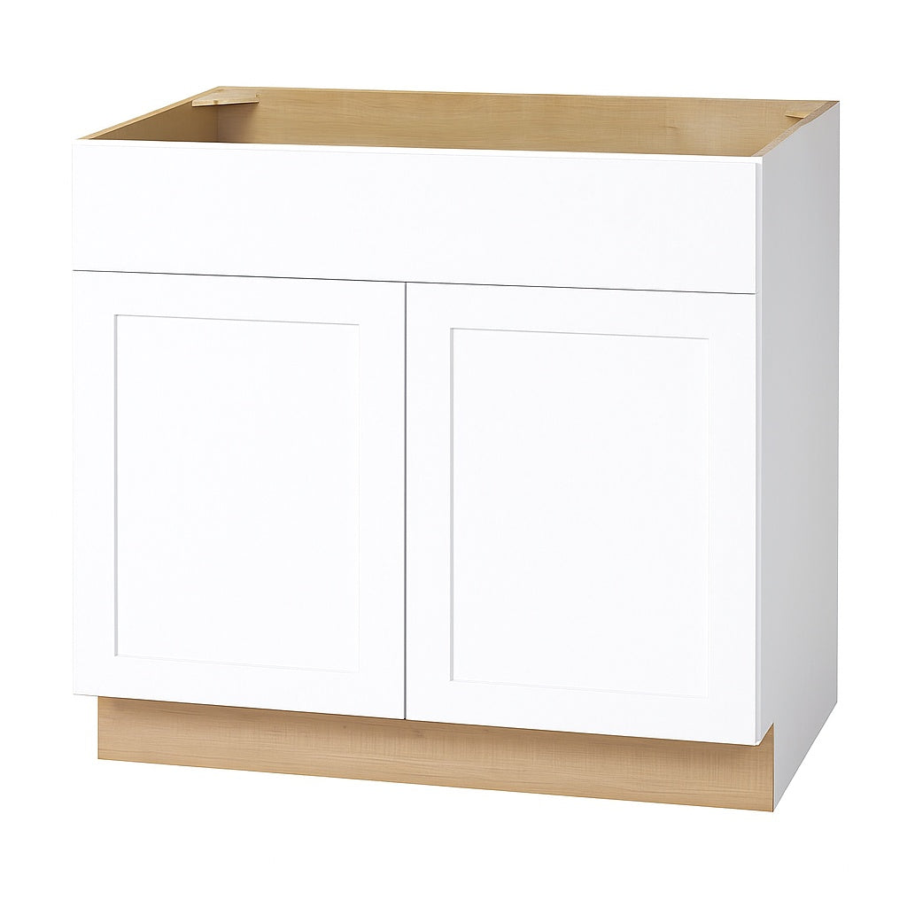 Hampton Bay Avondale 30 in W x 24 in D x 34 5 in H Ready to Assemble Plywood Shaker Sink Base Kitchen Cabinet in Alpine White