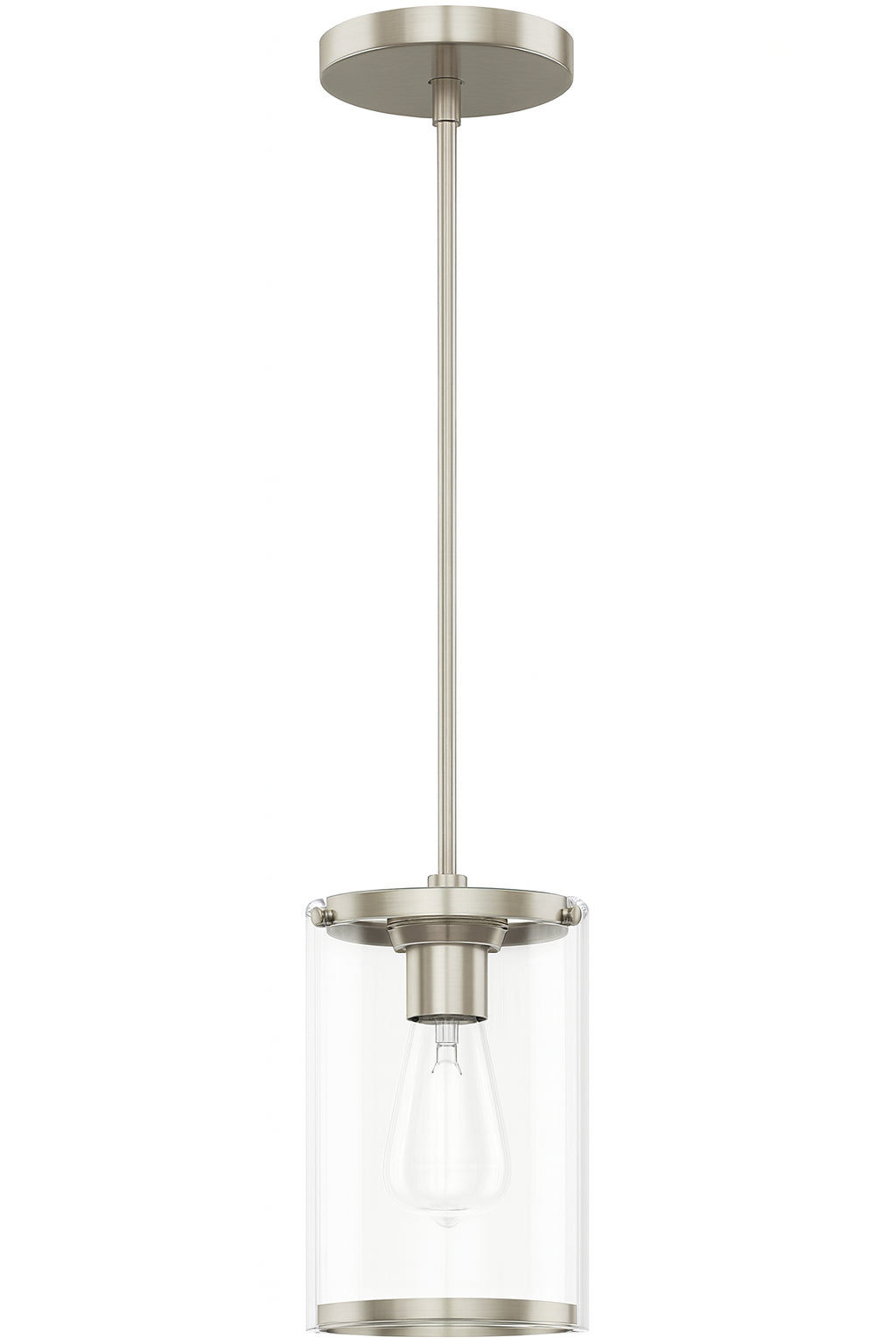 Astwood 1 Light Brushed Nickel Mini Pendant with Glass Shade Kitchen Light