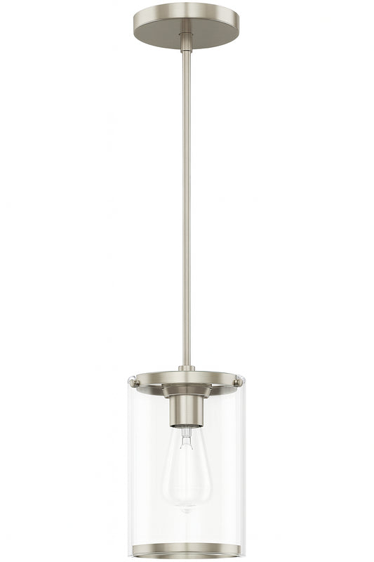 Astwood 1 Light Brushed Nickel Mini Pendant with Glass Shade Kitchen Light